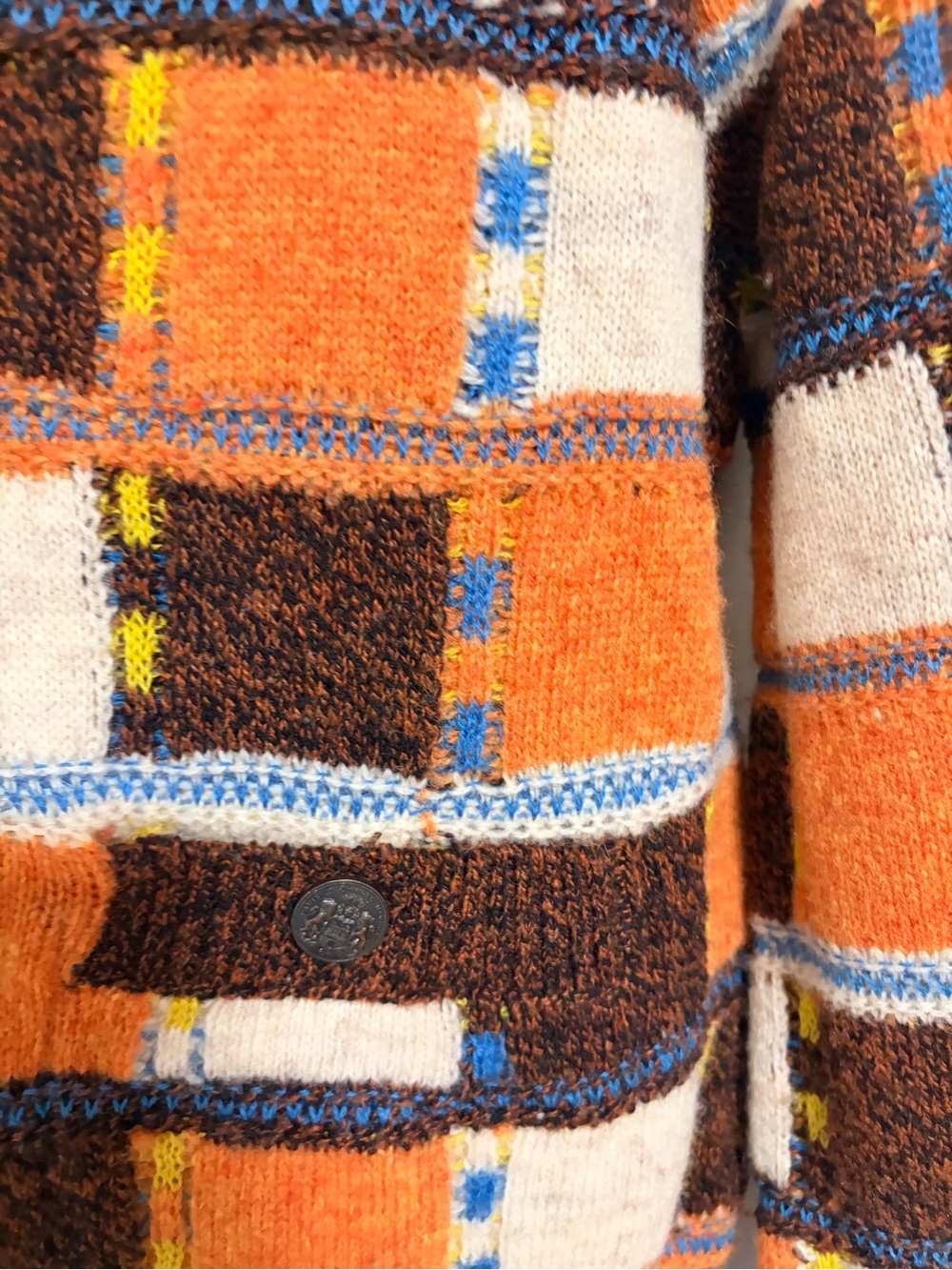 CHANEL Orange Brown Cream Patchwork Hooded Cardigan Sweater - Picture 3 of 5